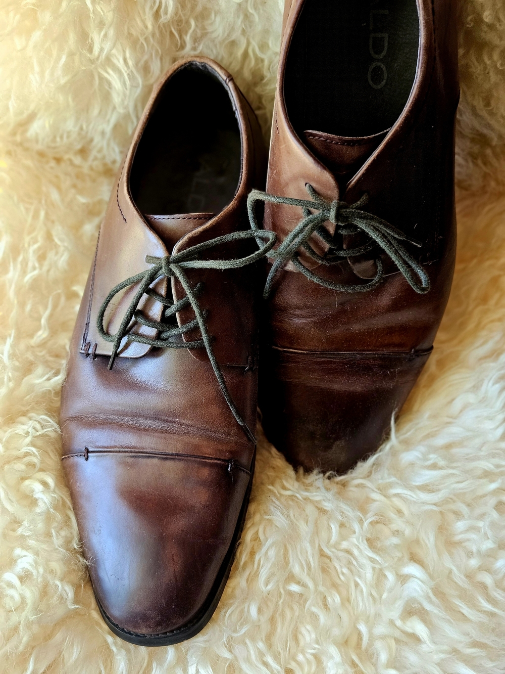 Aldo Classic Brown Leather Men’s Lace-Up Dress Shoes Derby Style EU 44/ US 11
